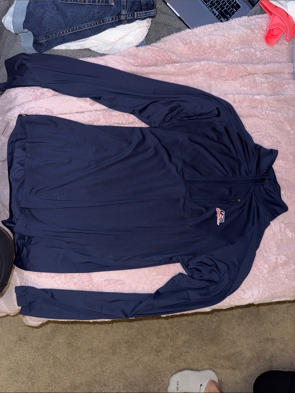 Men's Logo Navy Quarter-Zip Performance Sweater